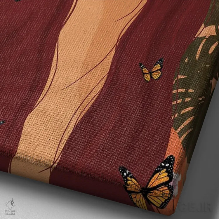 تابلو مدرن دختر پروانه ای اثر ایتس فانی هو - نمای نزدیک بافت بوم