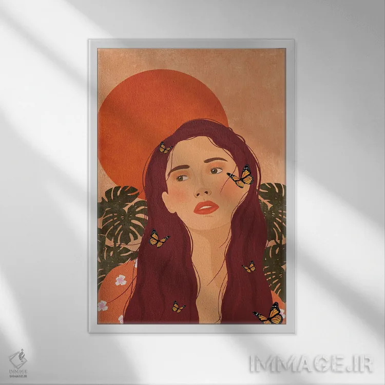 تابلو مدرن دختر پروانه ای اثر ایتس فانی هو - نمای قابدار سفید