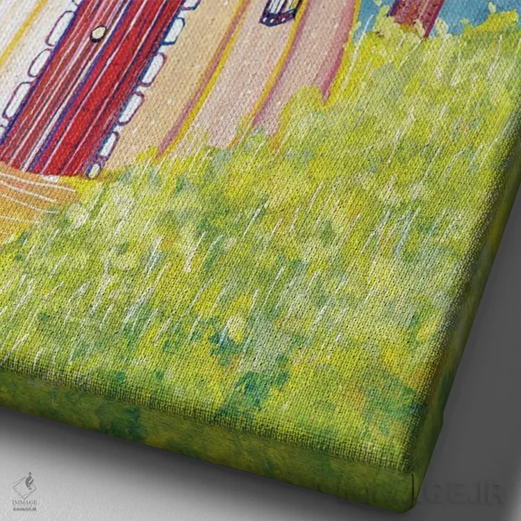 تابلو دکوراتیو خانه قارچی اثر ایرنه گولاندریس - نمای نزدیک بافت بوم