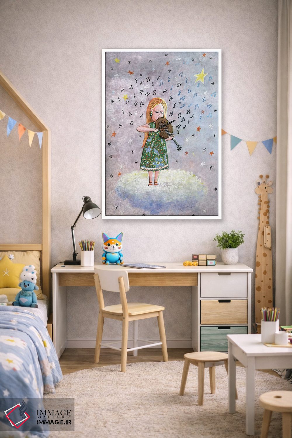 تابلو دکوراتیو دختر نوازنده ویولا اثر ایرنه گولاندریس - D1W