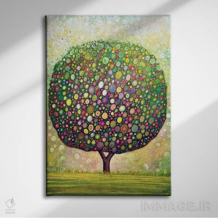 تابلو دکوراتیو درخت حبابی اثر ایرنه گولاندریس - نمای روبهرو روی دیوار