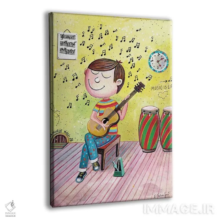 تابلو دکوراتیو گیتارنواز جوان اثر ایرنه گولاندریس - نمای پرسپکتیو محصول