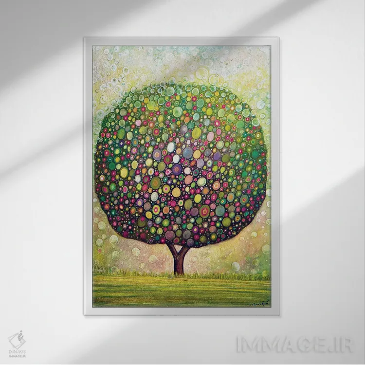 تابلو دکوراتیو درخت حبابی اثر ایرنه گولاندریس - نمای قابدار سفید