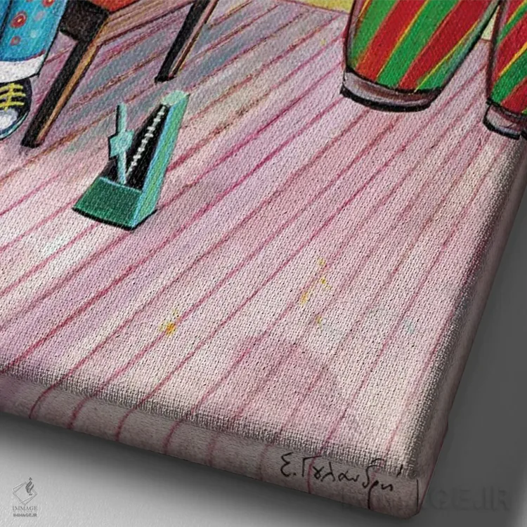 تابلو دکوراتیو گیتارنواز جوان اثر ایرنه گولاندریس - نمای نزدیک بافت بوم