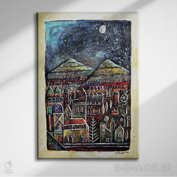 تابلو دکوراتیو شهر抽象ی اثر ایرنه گولاندریس - نمای روبهرو روی دیوار