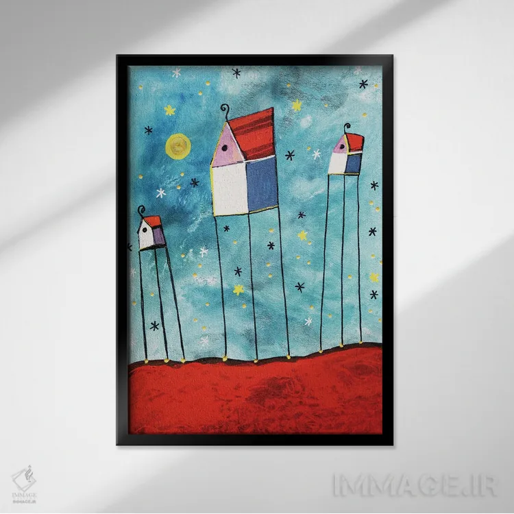 تابلو دکوراتیو می توانیم بالاتر برویم اثر ایرنه گولاندریس - نمای قابدار مشکی