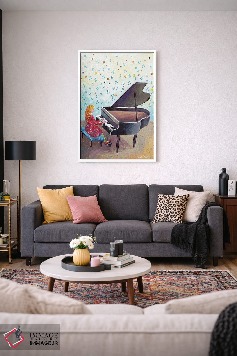 تابلو دکوراتیو دختر نوازنده پیانو اثر ایرنه گولاندریس - D3W