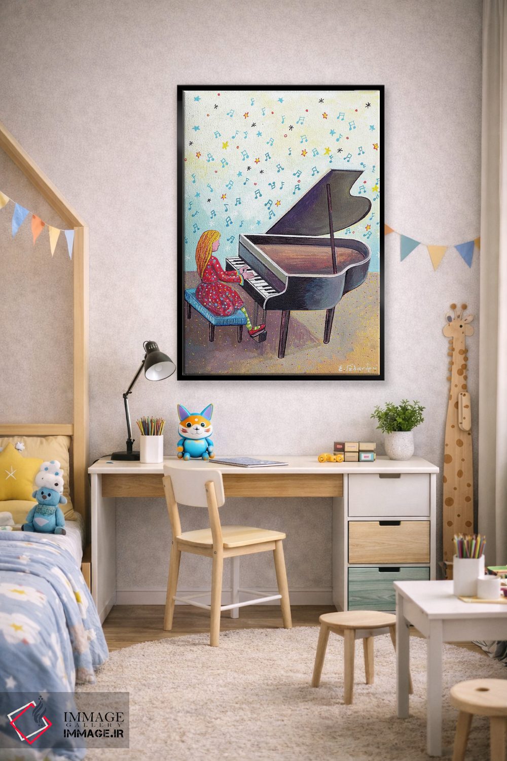 تابلو دکوراتیو دختر نوازنده پیانو اثر ایرنه گولاندریس - D2B