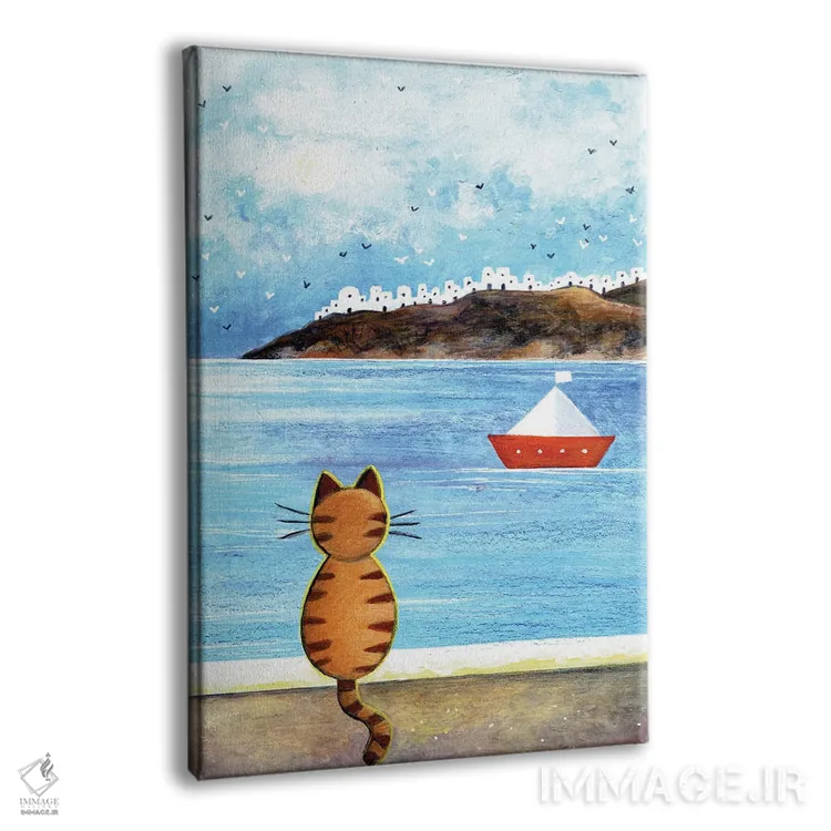 تابلو دکوراتیو گربه خیره به دریا اثر ایرنه گولاندریس - نمای پرسپکتیو محصول