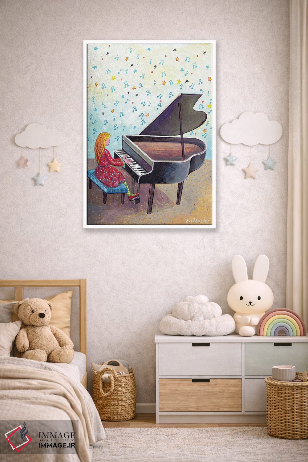 تابلو دکوراتیو دختر نوازنده پیانو اثر ایرنه گولاندریس - D4W