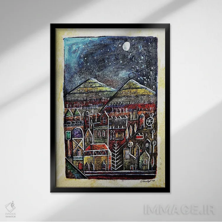 تابلو دکوراتیو شهر抽象ی اثر ایرنه گولاندریس - نمای قابدار مشکی