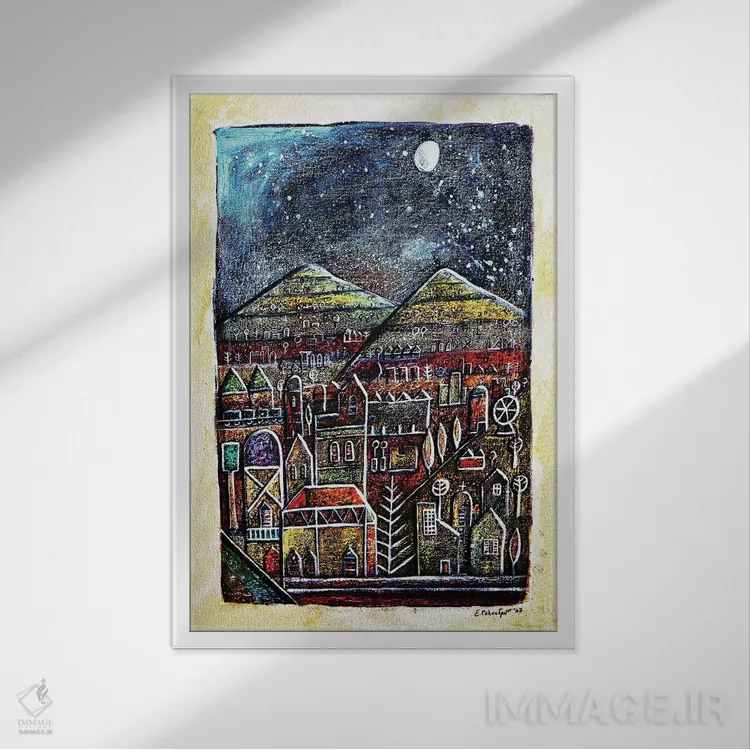 تابلو دکوراتیو شهر抽象ی اثر ایرنه گولاندریس - نمای قابدار سفید