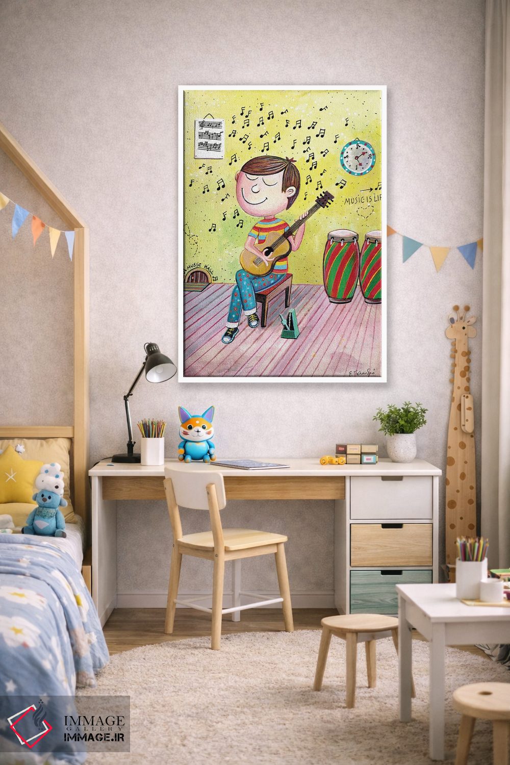تابلو دکوراتیو گیتارنواز جوان اثر ایرنه گولاندریس - D1W