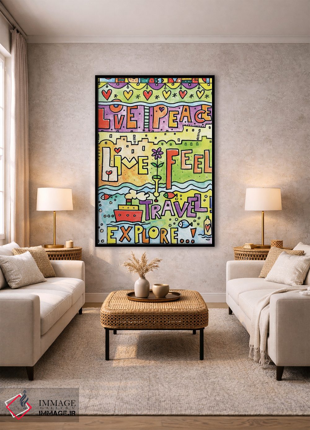 تابلو دکوراتیو عشق را زندگی کن و احساس کن اثر ایرنه گولاندریس - D2B