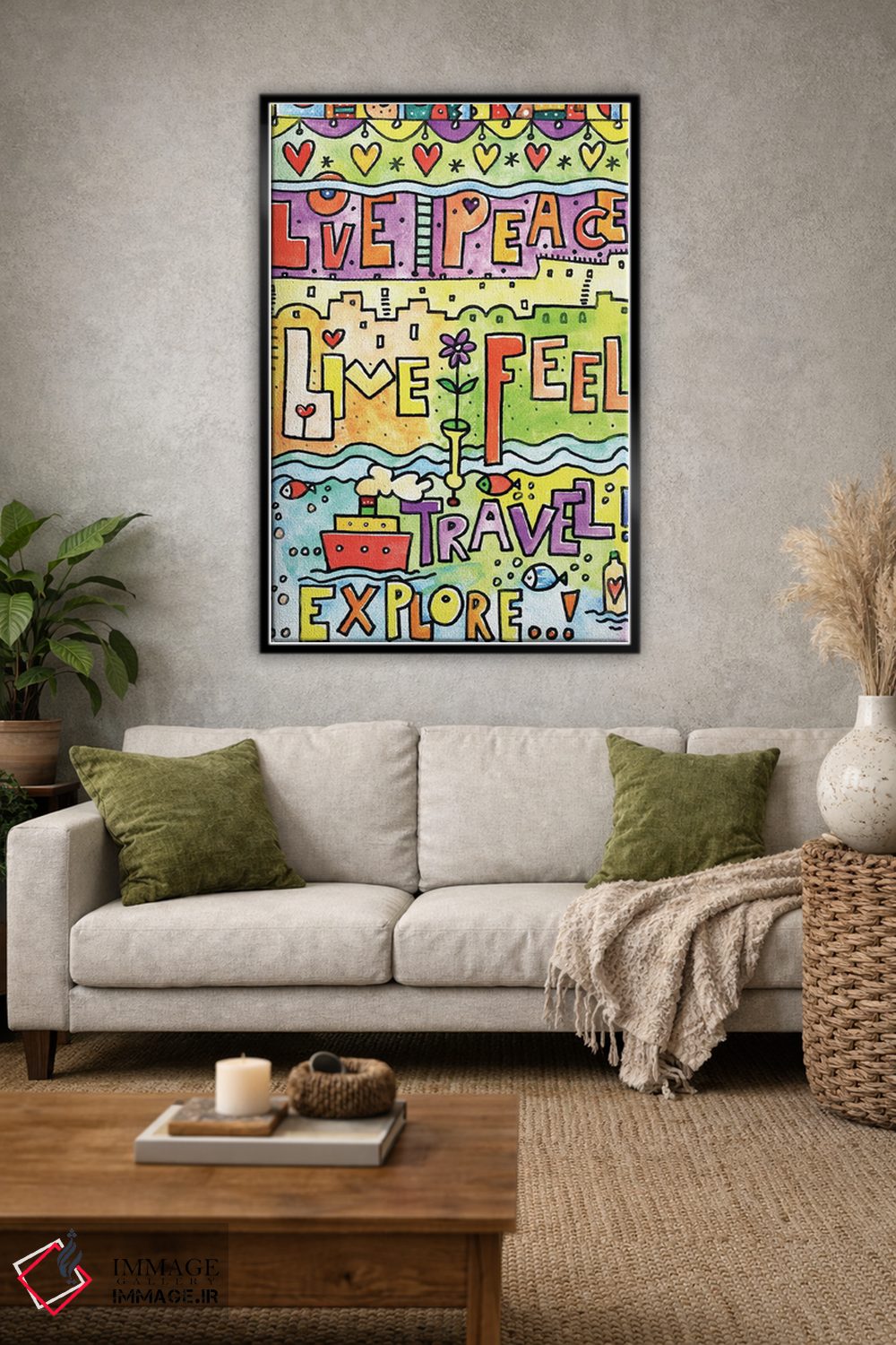 تابلو دکوراتیو عشق را زندگی کن و احساس کن اثر ایرنه گولاندریس - D3B