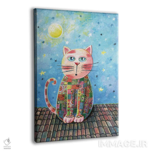 تابلو دکوراتیو گربه روی پشت بام اثر ایرنه گولاندریس - نمای پرسپکتیو محصول