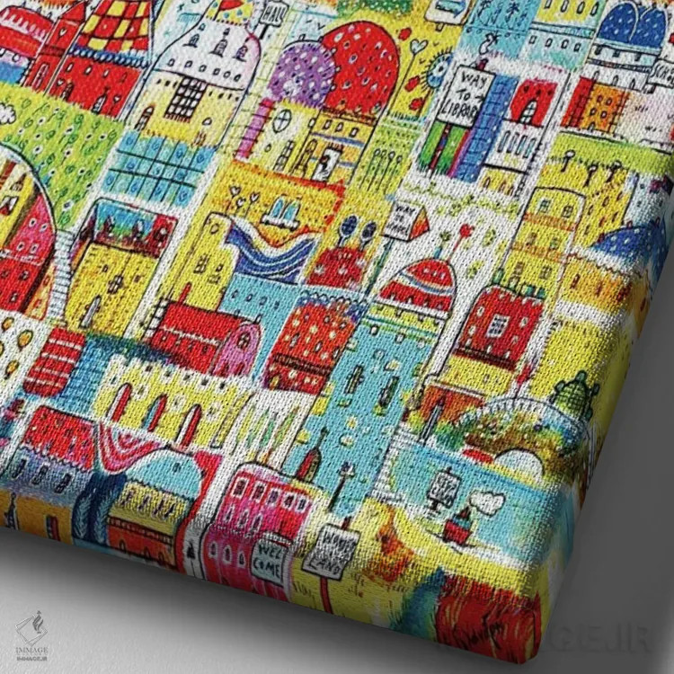 تابلو دکوراتیو سرزمین عجایب اثر ایرنه گولاندریس - نمای نزدیک بافت بوم