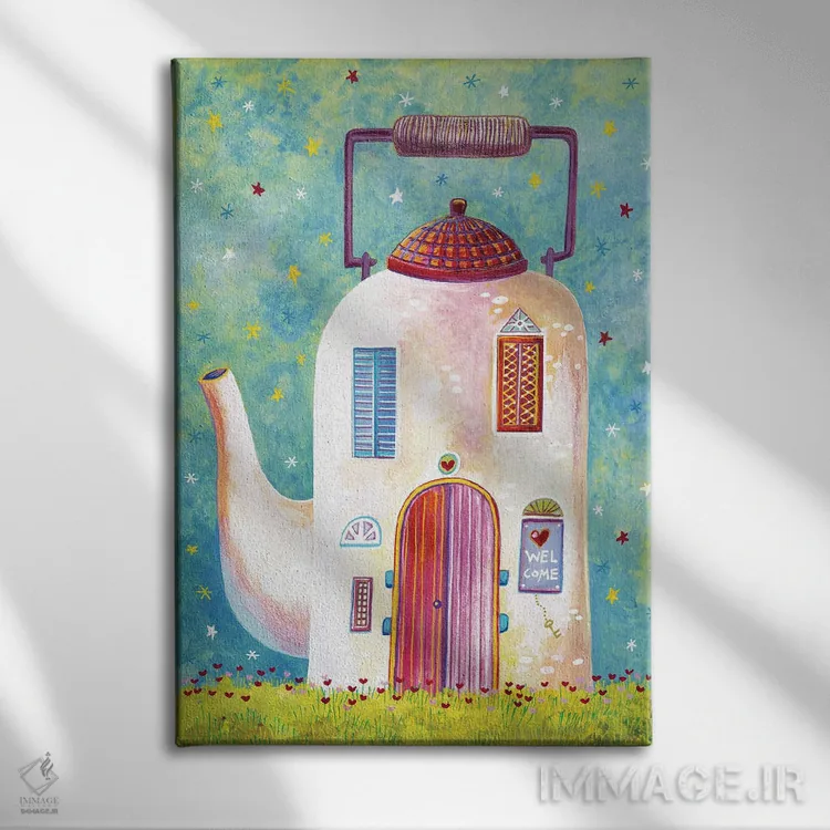 تابلو دکوراتیو خانه قوری اثر ایرنه گولاندریس - نمای روبهرو روی دیوار