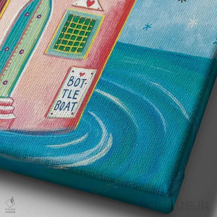 تابلو دکوراتیو خانه بطری اثر ایرنه گولاندریس - نمای نزدیک بافت بوم