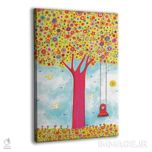 تابلو دکوراتیو درخت رنگارنگ با تاب اثر ایرنه گولاندریس - نمای پرسپکتیو محصول