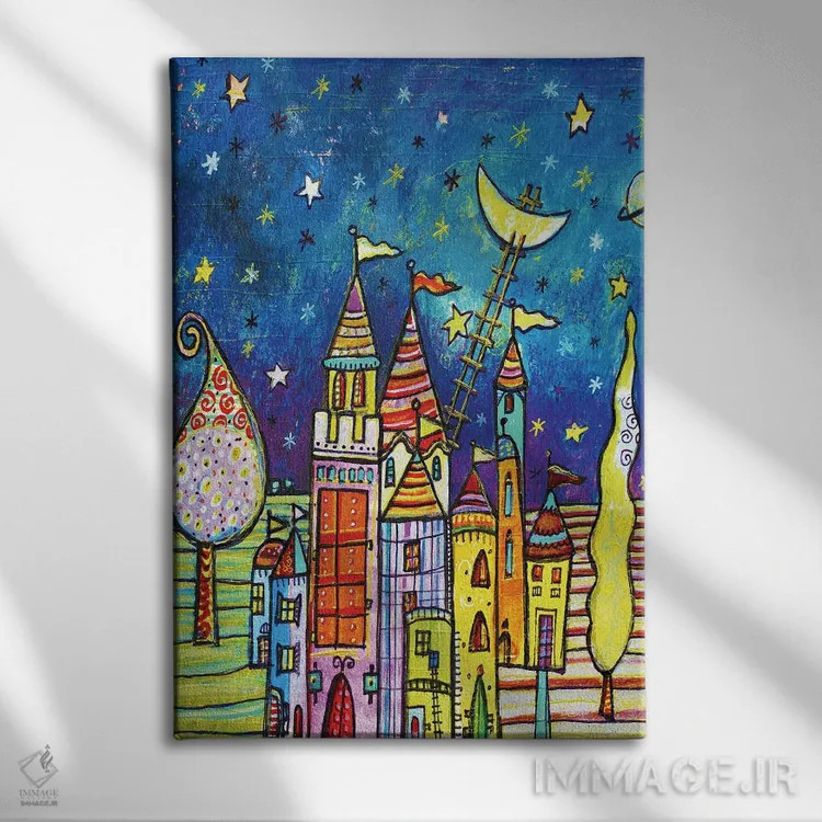 تابلو دکوراتیو سرزمین جادویی اثر ایرنه گولاندریس - نمای روبهرو روی دیوار