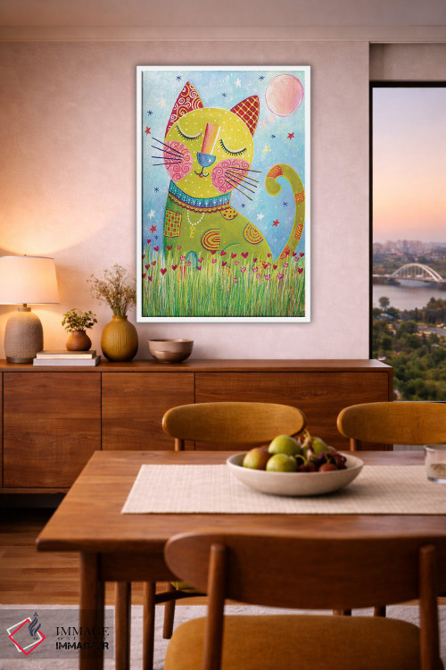 تابلو دکوراتیو گربه خیال پرداز اثر ایرنه گولاندریس - D5W