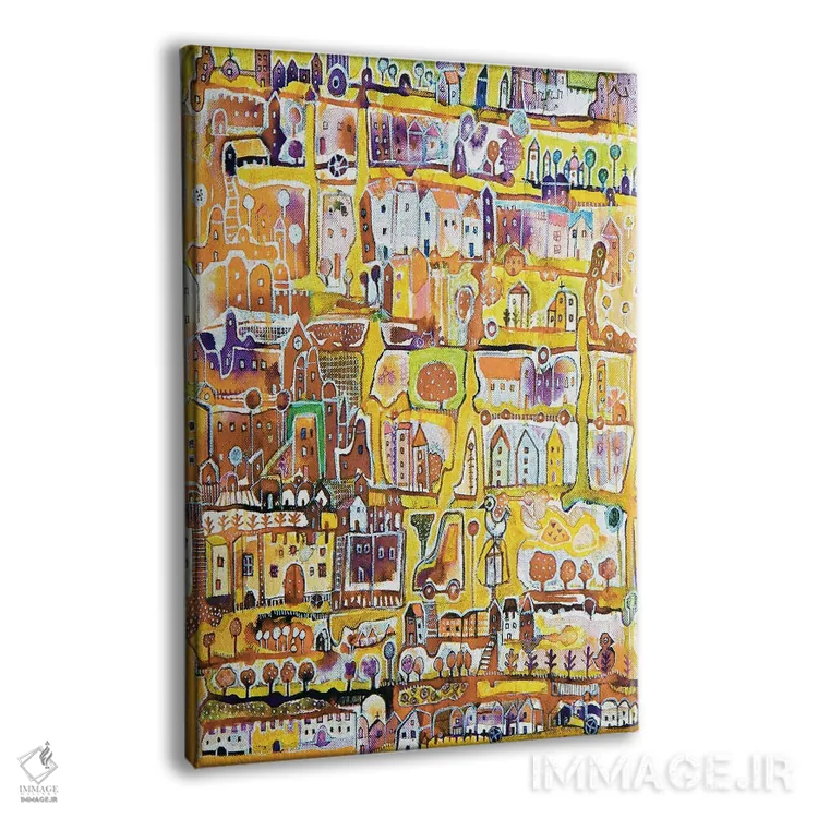 تابلو دکوراتیو شهر زرد اثر ایرنه گولاندریس - نمای پرسپکتیو محصول