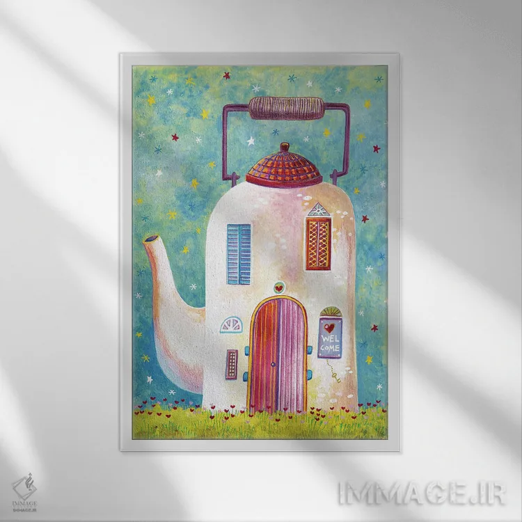 تابلو دکوراتیو خانه قوری اثر ایرنه گولاندریس - نمای قابدار سفید
