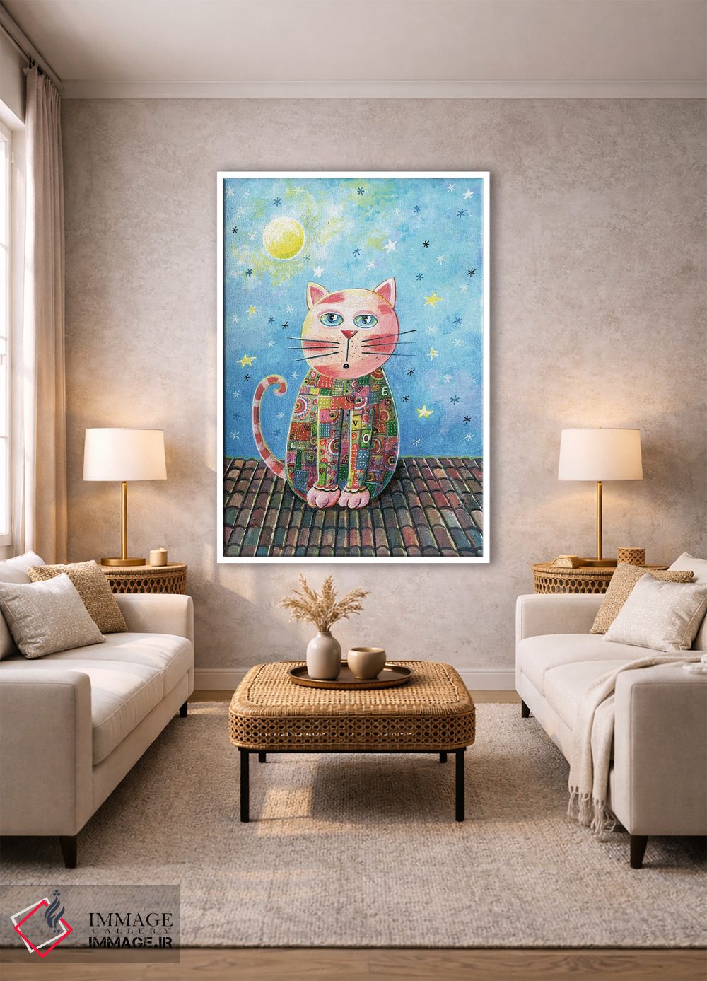 تابلو دکوراتیو گربه روی پشت بام اثر ایرنه گولاندریس - D1W