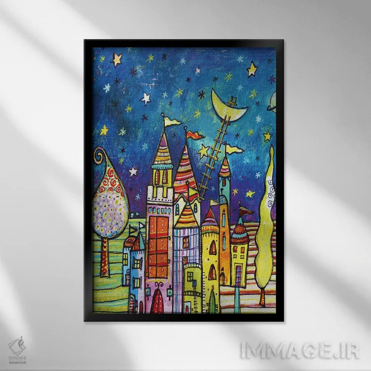 تابلو دکوراتیو سرزمین جادویی اثر ایرنه گولاندریس - نمای قابدار مشکی