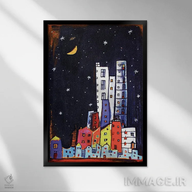 تابلو دکوراتیو شهر خفته اثر ایرنه گولاندریس - نمای قابدار مشکی