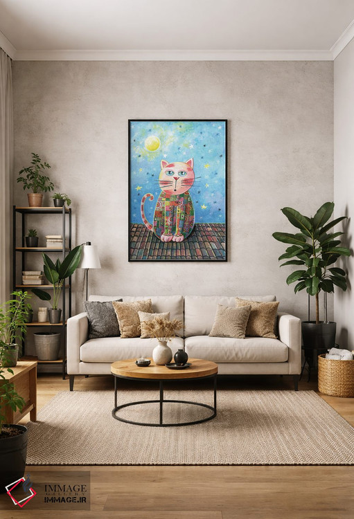 تابلو دکوراتیو گربه روی پشت بام اثر ایرنه گولاندریس - D2B