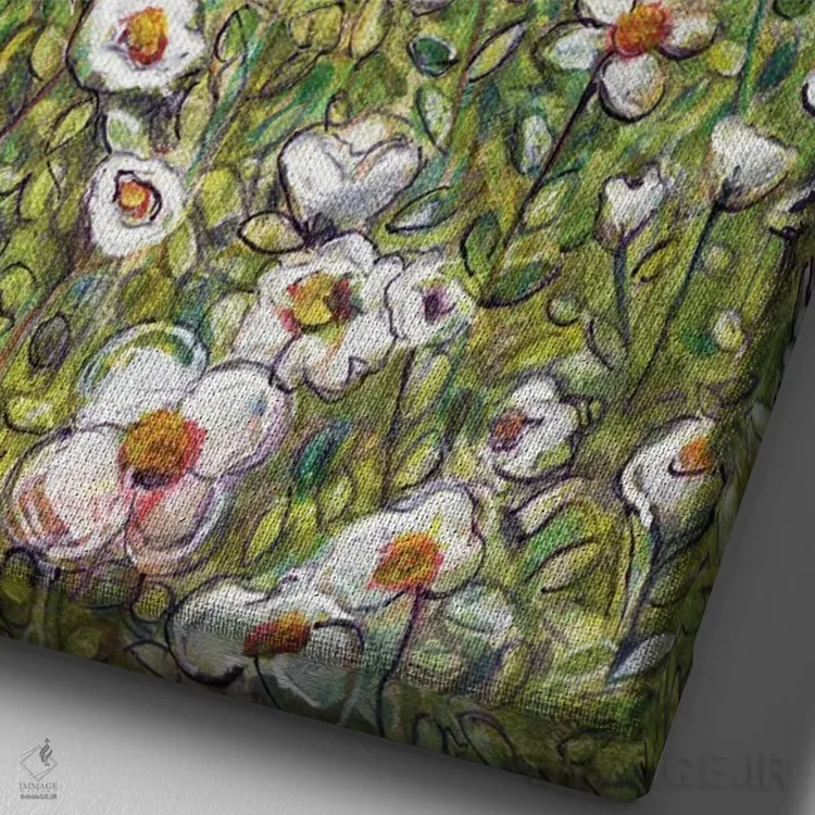 تابلو دکوراتیو شادی بهاری اثر ایرنه گولاندریس - نمای نزدیک بافت بوم