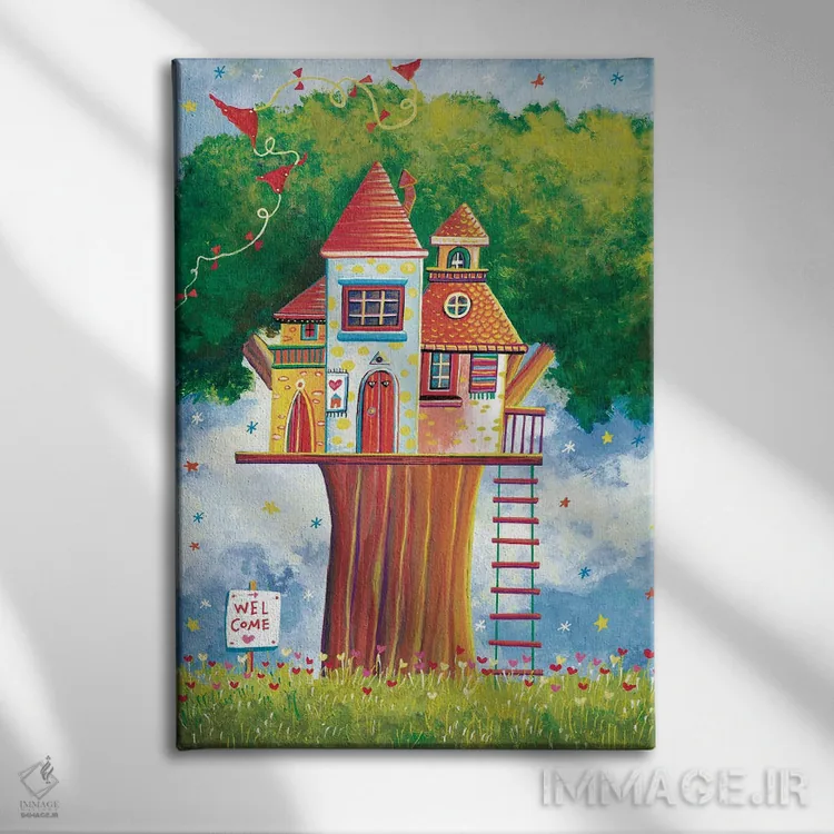 تابلو دکوراتیو خانه درختی اثر ایرنه گولاندریس - نمای روبهرو روی دیوار