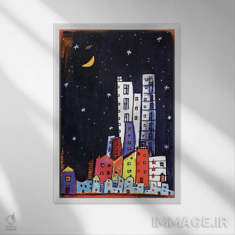 تابلو دکوراتیو شهر خفته اثر ایرنه گولاندریس - نمای قابدار سفید