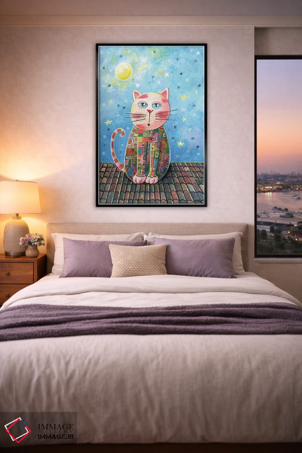 تابلو دکوراتیو گربه روی پشت بام اثر ایرنه گولاندریس - D6B