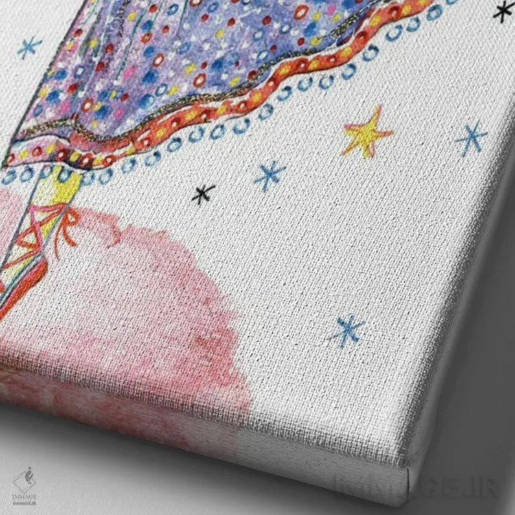 تابلو دکوراتیو رقص باله روی ابر اثر ایرنه گولاندریس - نمای نزدیک بافت بوم