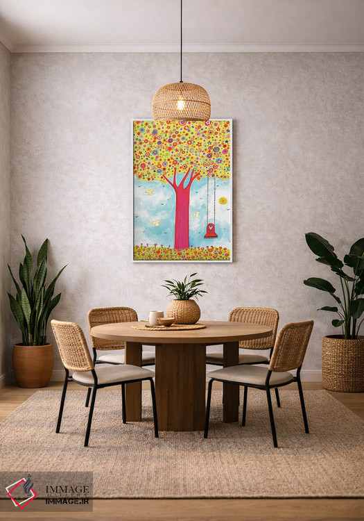 تابلو دکوراتیو درخت رنگارنگ با تاب اثر ایرنه گولاندریس - D4W