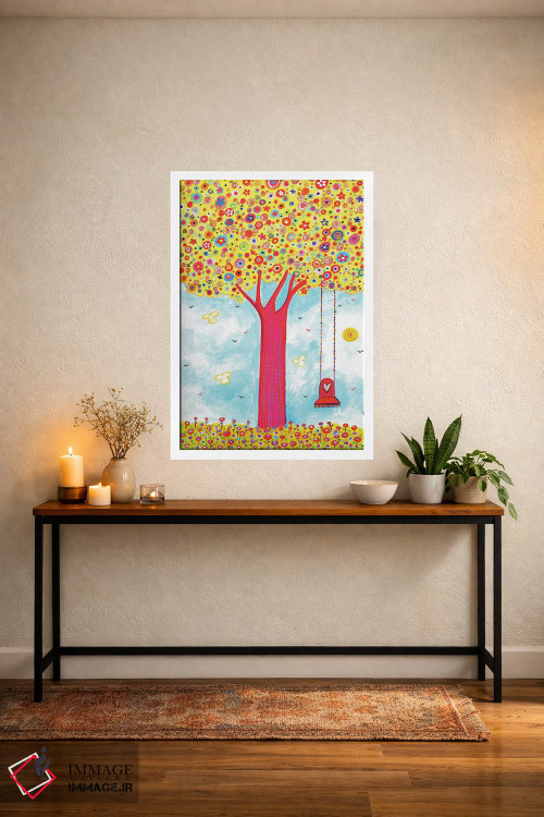 تابلو دکوراتیو درخت رنگارنگ با تاب اثر ایرنه گولاندریس - D5W