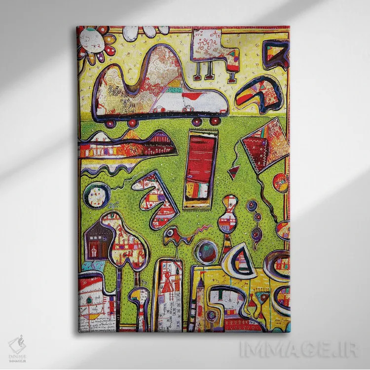 تابلو دکوراتیو اسباب بازی کودکان اثر ایرنه گولاندریس - نمای روبهرو روی دیوار