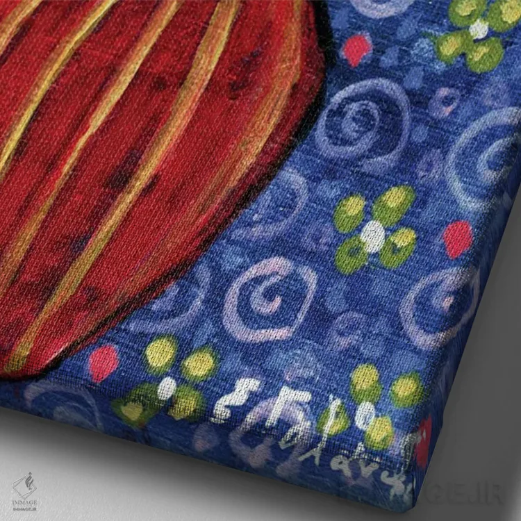 تابلو دکوراتیو گلدان پر از گل اثر ایرنه گولاندریس - نمای نزدیک بافت بوم