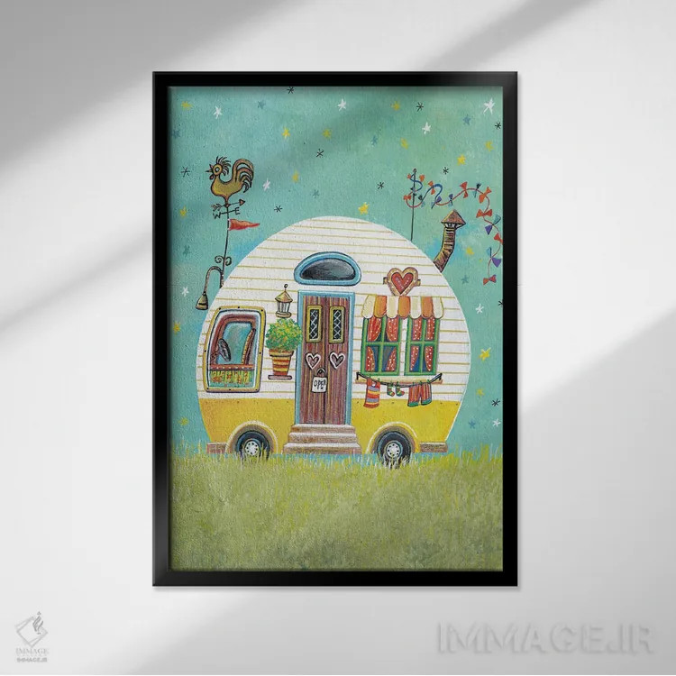 تابلو دکوراتیو خانه خودرو اثر ایرنه گولاندریس - نمای قابدار مشکی
