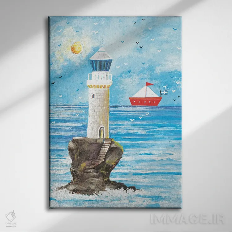 تابلو دکوراتیو فانوس دریایی اثر ایرنه گولاندریس - نمای روبهرو روی دیوار