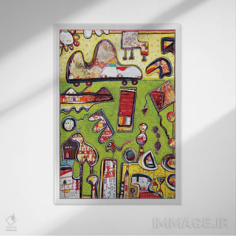 تابلو دکوراتیو اسباب بازی کودکان اثر ایرنه گولاندریس - نمای قابدار سفید