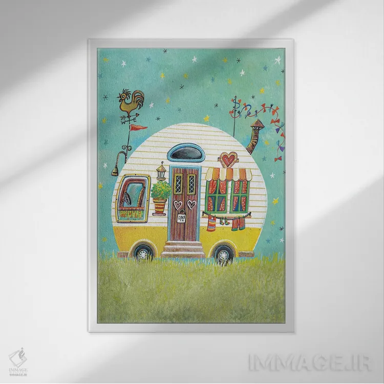 تابلو دکوراتیو خانه خودرو اثر ایرنه گولاندریس - نمای قابدار سفید