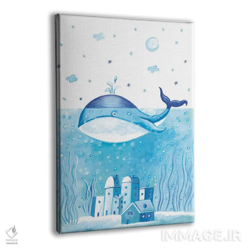 تابلو دکوراتیو نهنگ آبی اثر ایرنه گولاندریس - نمای پرسپکتیو محصول