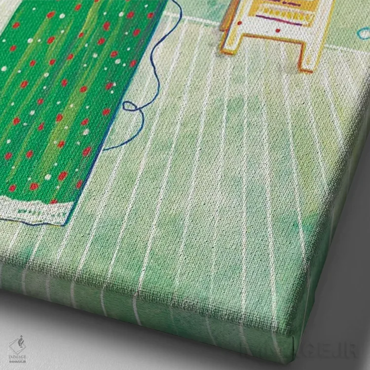 تابلو دکوراتیو خواننده زن اثر ایرنه گولاندریس - نمای نزدیک بافت بوم