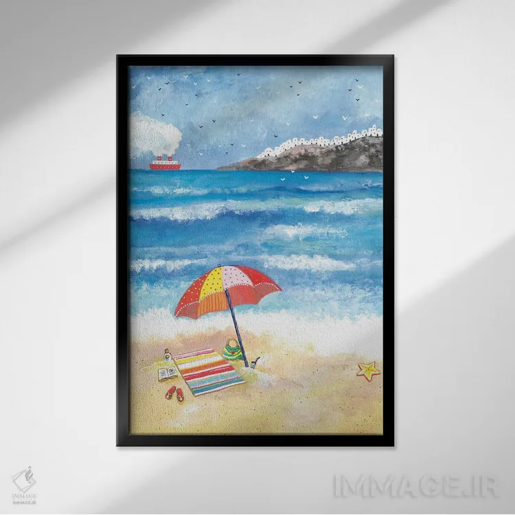 تابلو دکوراتیو زمان تابستان اثر ایرنه گولاندریس - نمای قابدار مشکی