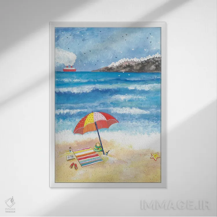 تابلو دکوراتیو زمان تابستان اثر ایرنه گولاندریس - نمای قابدار سفید