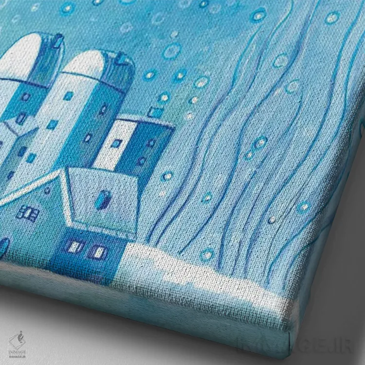 تابلو دکوراتیو نهنگ آبی اثر ایرنه گولاندریس - نمای نزدیک بافت بوم